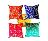 Set of 5 Silk Multi Color Cushion Covers 18x18 Inches, Sofa Cushion Cover, Indian Pillow Covers, Decorative Throw Pillow, Decorative Cushion